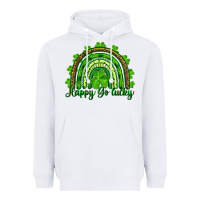 White Saint Patricks Day Happy Go Lucky Rainbow Heavyweight Hoodie - RanaPortraitStore