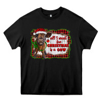 Black all i want for christmas is a cow highland calf Heavy Core Tee - RanaPortraitStore