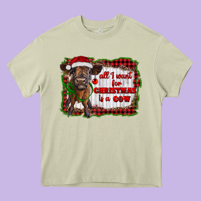 All I Want For Christmas Is A Cow Highland Calf Heavy Core Tee Designed By Ranaportraitstore