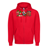 Red christmas teacher Zipper Hoodie - NancyCooperArtShop