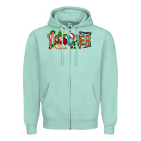 Seafoam christmas teacher Zipper Hoodie - NancyCooperArtShop