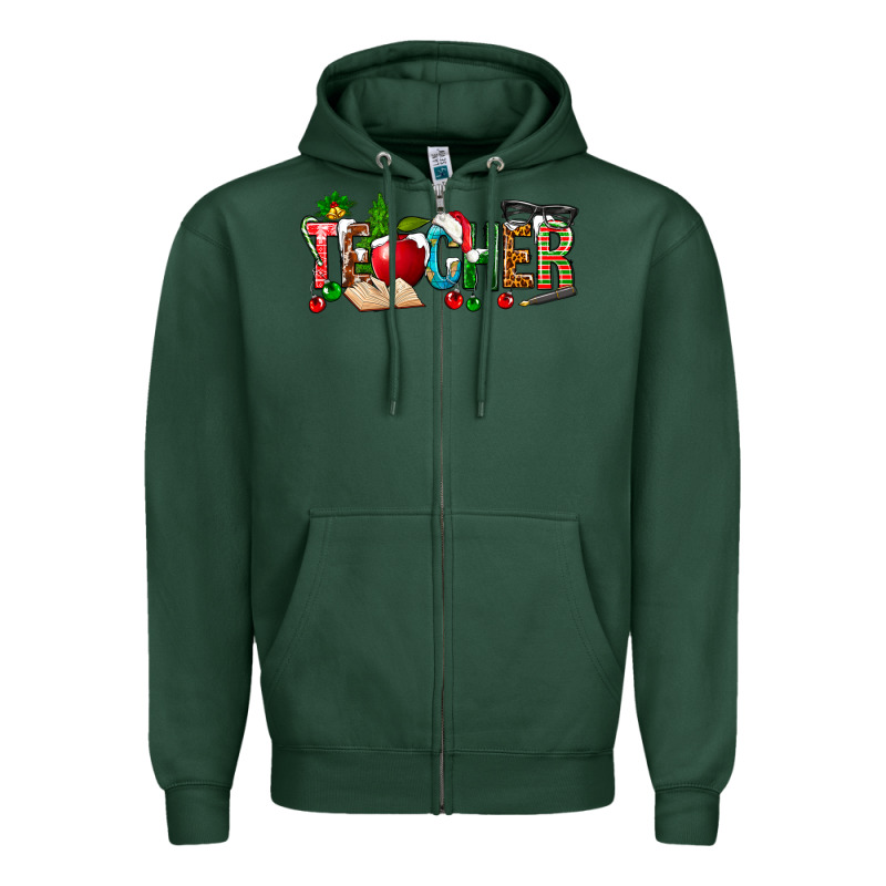 Christmas Teacher Zipper Hoodie by NancyCooperArtShop | Teevron