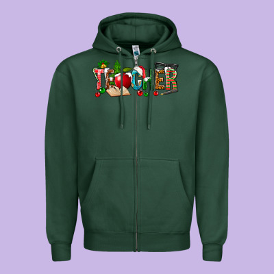 Christmas Teacher Zipper Hoodie Designed By Nancycooperartshop