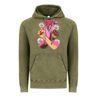 Vintage Olive Breast Cancer Fist Daisy Butterfly Vintage Hoodie - Artiststas