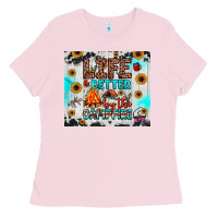 Bubblegum Pink life is better by the campfire Ladies Tee - JahusDesignShop