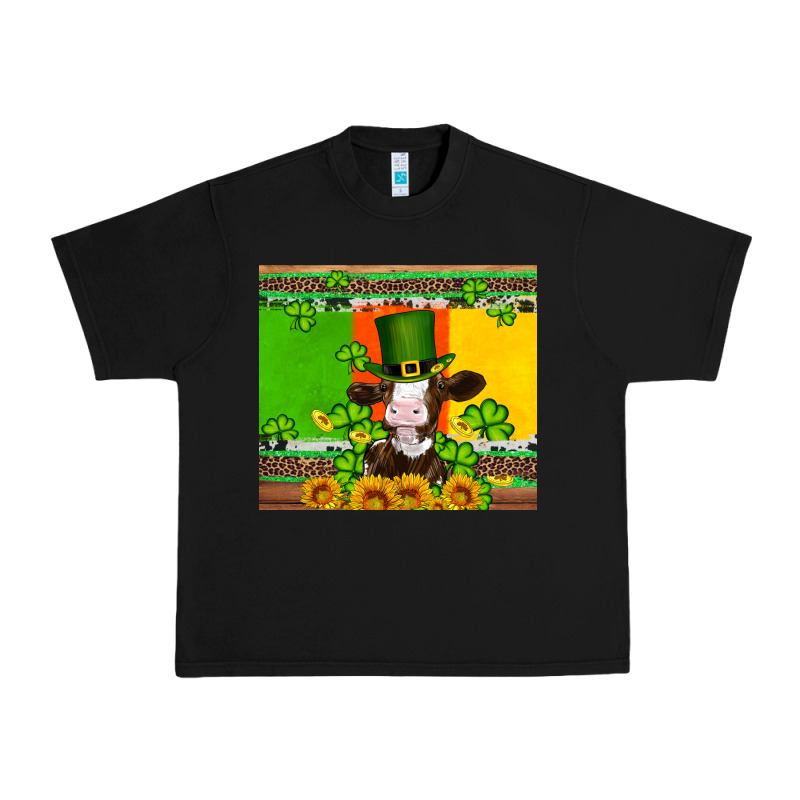 Saint Patricks Cow And Hat With Sunflower And Shamrock Urban Heavy Tee by Artiststas | Teevron