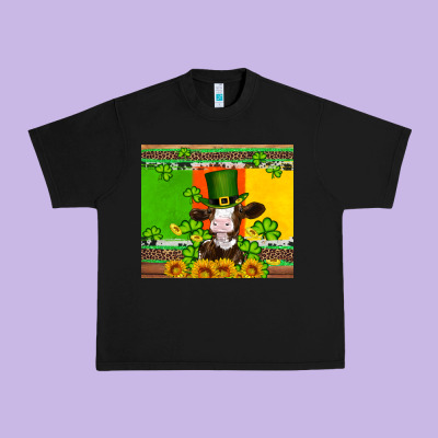 Saint Patricks Cow And Hat With Sunflower And Shamrock Urban Heavy Tee Designed By Artiststas