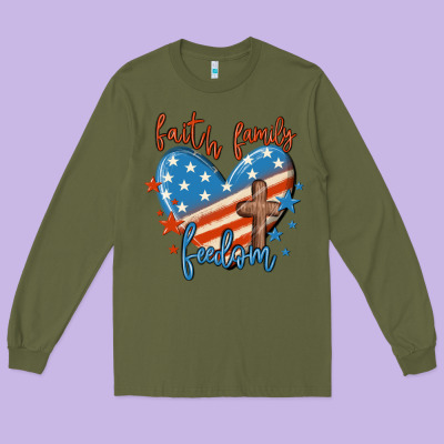 Faith Family Freedom Long Sleeve Tee Designed By Maliassmallbusiness