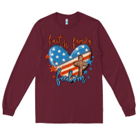 Burgundy faith family freedom Long Sleeve Tee - MaliasSmallBusiness