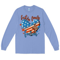 Colony Blue faith family freedom Long Sleeve Tee - MaliasSmallBusiness