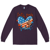 Plum faith family freedom Long Sleeve Tee - MaliasSmallBusiness