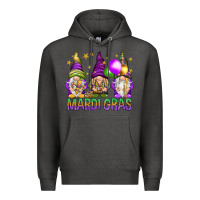 Charcoal Heather Mardi Gras crew with gnomes Premium Hoodie - NancyCooperArtShop