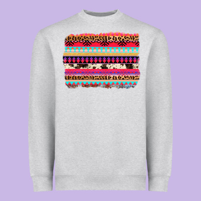 Aztec Western Leopard Cowhide Background Heavyweight Sweatshirt Designed By Adodesignshop