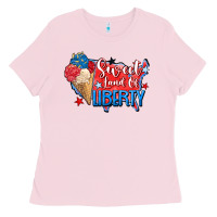 Bubblegum Pink sweet land of liberty Ladies Tee - Zillion Design Studio