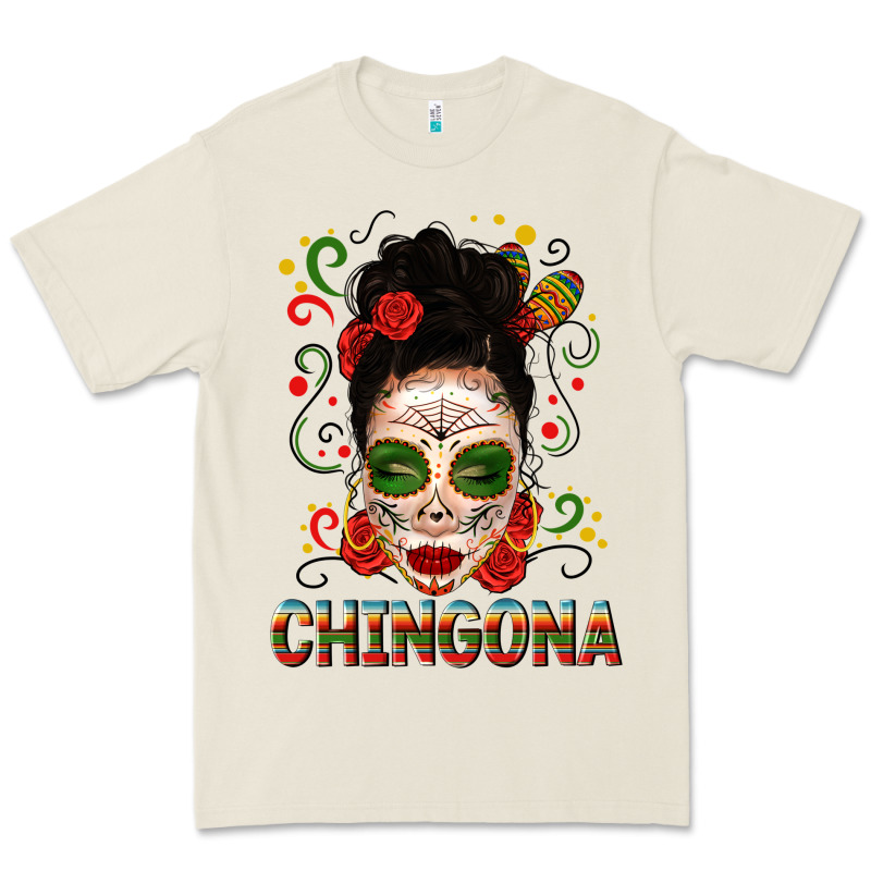 Mexicana Skull Girl Messy Bun Premium Tee by texasbilliewilder | Teevron