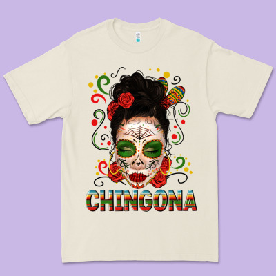 Mexicana Skull Girl Messy Bun Premium Tee Designed By Texasbilliewilder