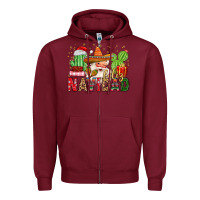 Burgundy feliz navidad santa Zipper Hoodie - MaliasSmallBusiness