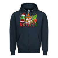 Navy feliz navidad santa Zipper Hoodie - MaliasSmallBusiness
