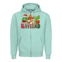 Seafoam feliz navidad santa Zipper Hoodie - MaliasSmallBusiness