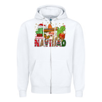 White feliz navidad santa Zipper Hoodie - MaliasSmallBusiness