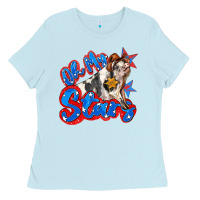 Baby Blue oh my stars pig Ladies Tee - Zillion Design Studio