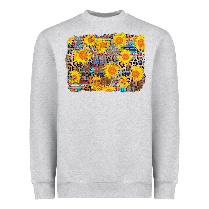 Aztec Sunflower Leopard Background Heavyweight Sweatshirt by AdoDesignShop | Teevron