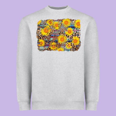 Aztec Sunflower Leopard Background Heavyweight Sweatshirt Designed By Adodesignshop