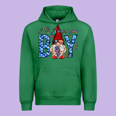 All American Boy With Gnome Urban Hoodie Designed By Howdyjamesfarm