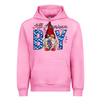 Fuchsia Pink All American boy with gnome Urban Hoodie - HowdyJamesFarm