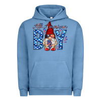 Pigment Pebble Blue All American boy with gnome Urban Hoodie - HowdyJamesFarm