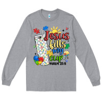 Heather Grey autism jesus fills my cup Long Sleeve Tee - MaliasSmallBusiness