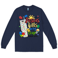 Navy autism jesus fills my cup Long Sleeve Tee - MaliasSmallBusiness