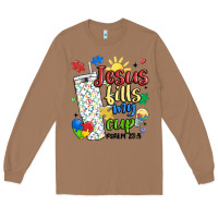 Toasted Coconut autism jesus fills my cup Long Sleeve Tee - MaliasSmallBusiness