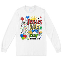 White autism jesus fills my cup Long Sleeve Tee - MaliasSmallBusiness