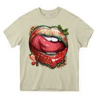 Mossy strawberry lips with leopard Heavy Core Tee - texasbilliewilder