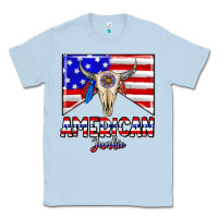 Dusty Blue American junkie Classic Tee - CowhideDigitalArt