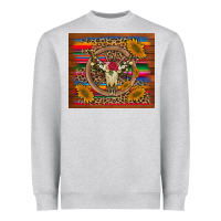 Heather Grey serape sunflowers bull skull background Heavyweight Sweatshirt - Artiststas