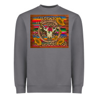 Storm serape sunflowers bull skull background Heavyweight Sweatshirt - Artiststas