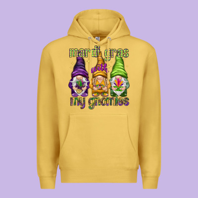 Mardi Gras With My Gnomes Premium Hoodie Designed By Nancycooperartshop