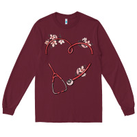 Burgundy custom heart stethoscope Long Sleeve Tee - MaliasSmallBusiness