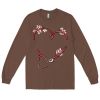 Chestnut custom heart stethoscope Long Sleeve Tee - MaliasSmallBusiness