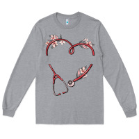 Heather Grey custom heart stethoscope Long Sleeve Tee - MaliasSmallBusiness