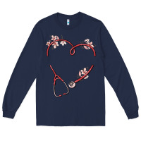 Navy custom heart stethoscope Long Sleeve Tee - MaliasSmallBusiness