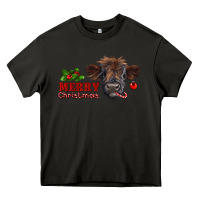 Asphalt merry christmas highland calf with candy cane Heavy Core Tee - RanaPortraitStore