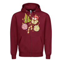 Burgundy christmas conchas Zipper Hoodie - MaliasSmallBusiness