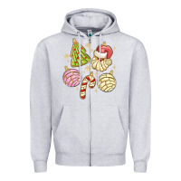 Heather Grey christmas conchas Zipper Hoodie - MaliasSmallBusiness