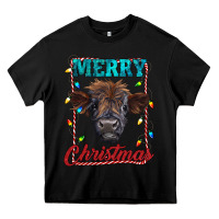 Black merry christmas highland calf baby cow Heavy Core Tee - RanaPortraitStore