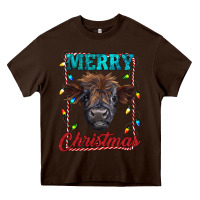 Chocolate Brown merry christmas highland calf baby cow Heavy Core Tee - RanaPortraitStore