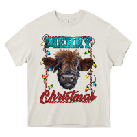 Cream merry christmas highland calf baby cow Heavy Core Tee - RanaPortraitStore