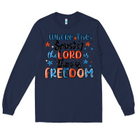 Navy where the spirit of the lord is there is freedom Long Sleeve Tee - MaliasSmallBusiness